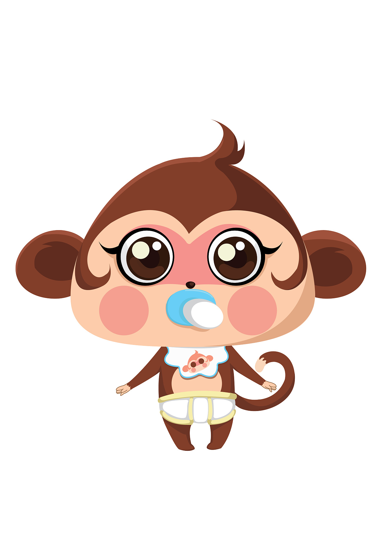 猴赛雷吉祥物设计正面平面