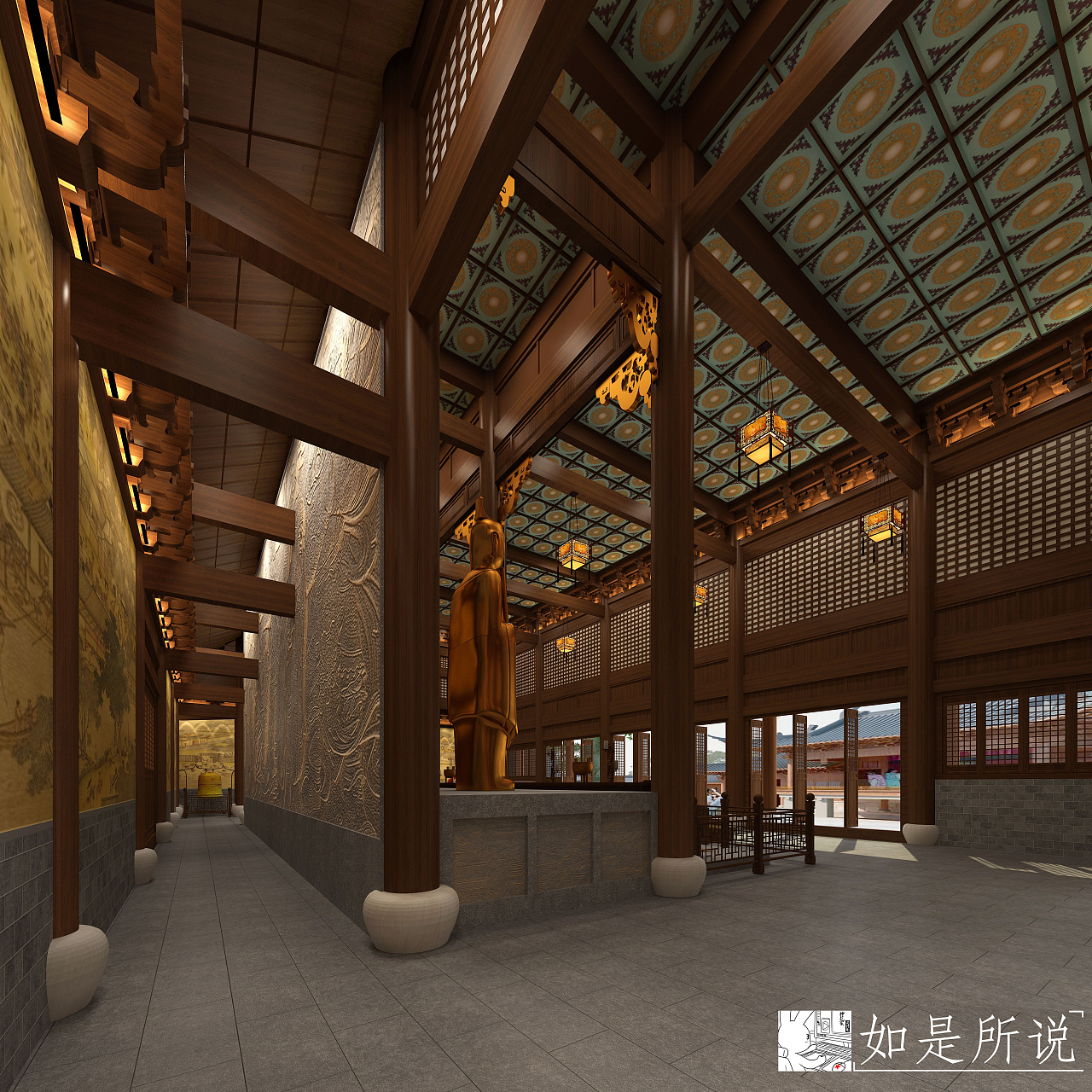 H15-0606中式建筑外观古建大雄宝殿寺院 - 草图大师模型