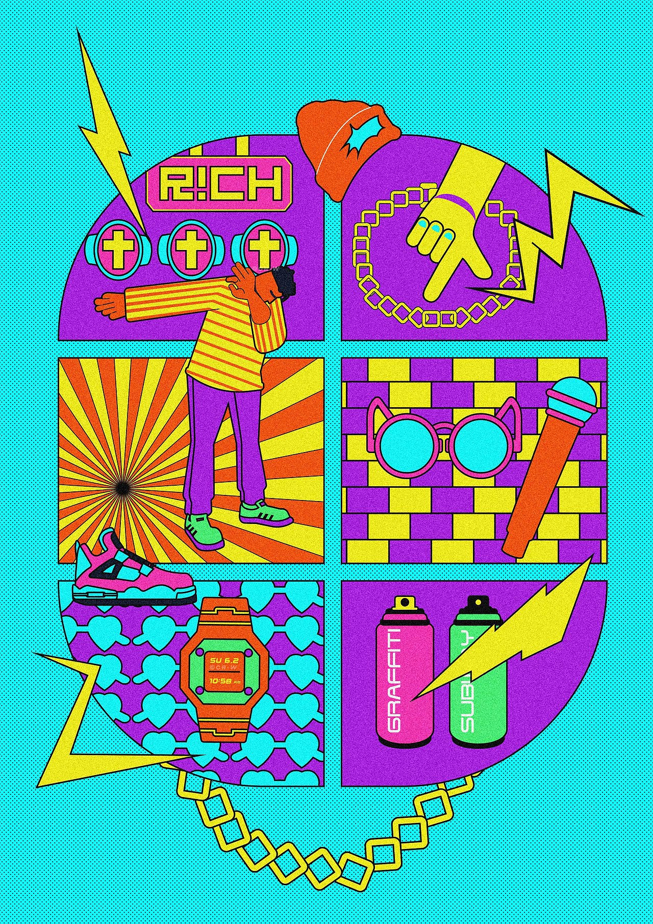 HIPHOP | 嘻哈插画设计（图ZMjkzNzMyNTI0） - 艺术插画 - 站酷设计师千山万壑原创素材 - 站酷ZCOOL