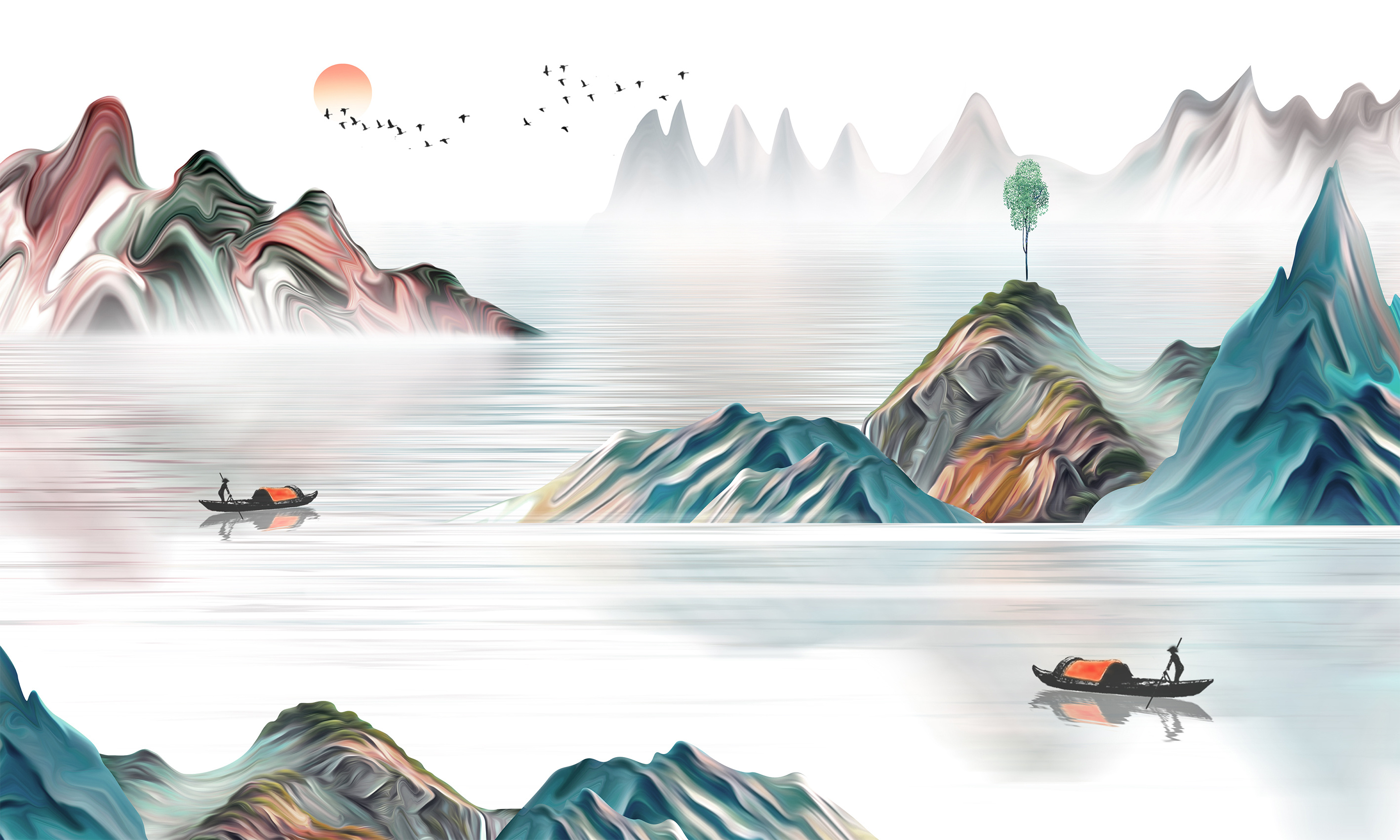 新中式山水插画