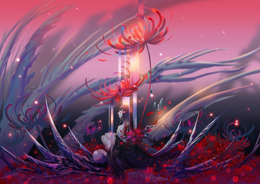 原创作品插画艺术插画阴阳师阴阳师手游彼岸花日系厚涂表情