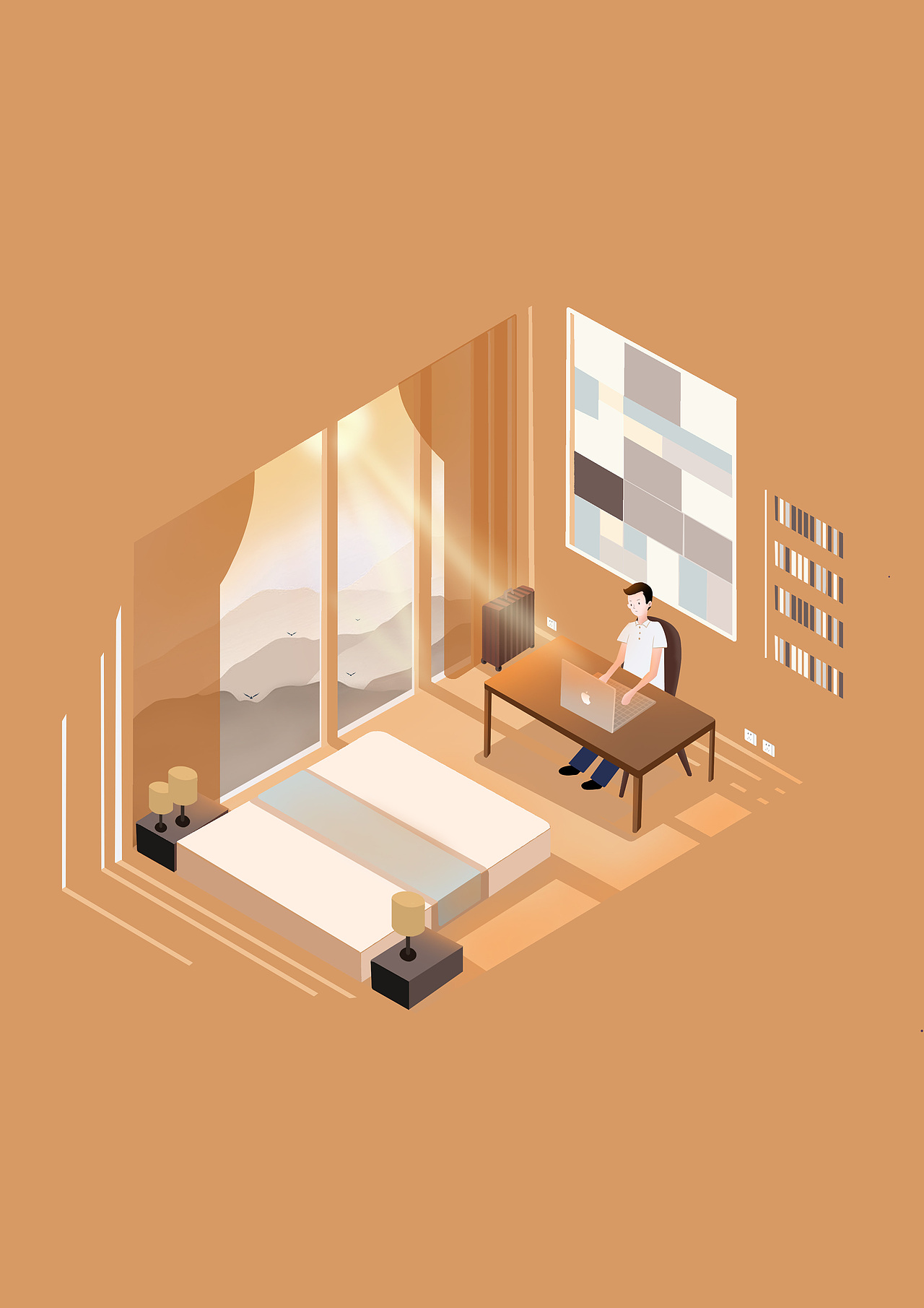 商旅酒店插画
