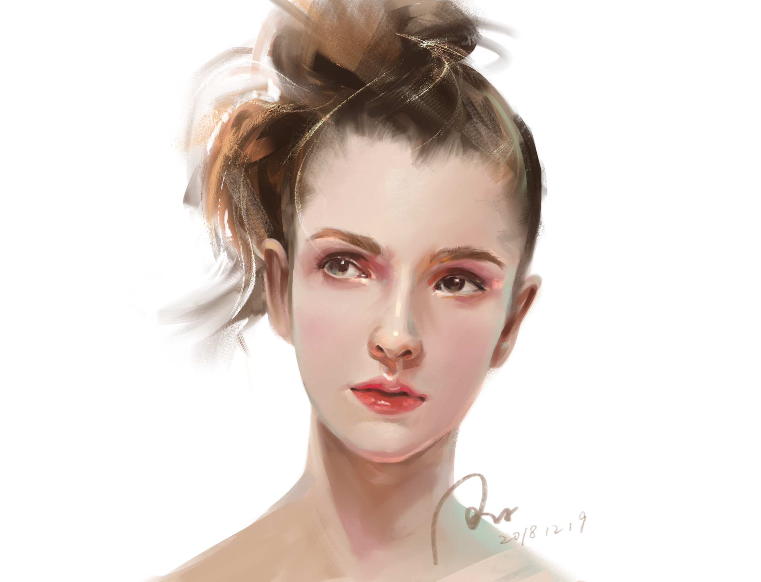 绑着头发的女孩|插画|插画习作|一只奶黄包子 - 原创作品 - 站酷