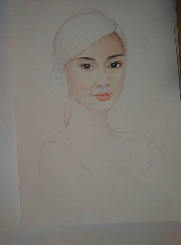 彩铅人物angelababy 附过程
