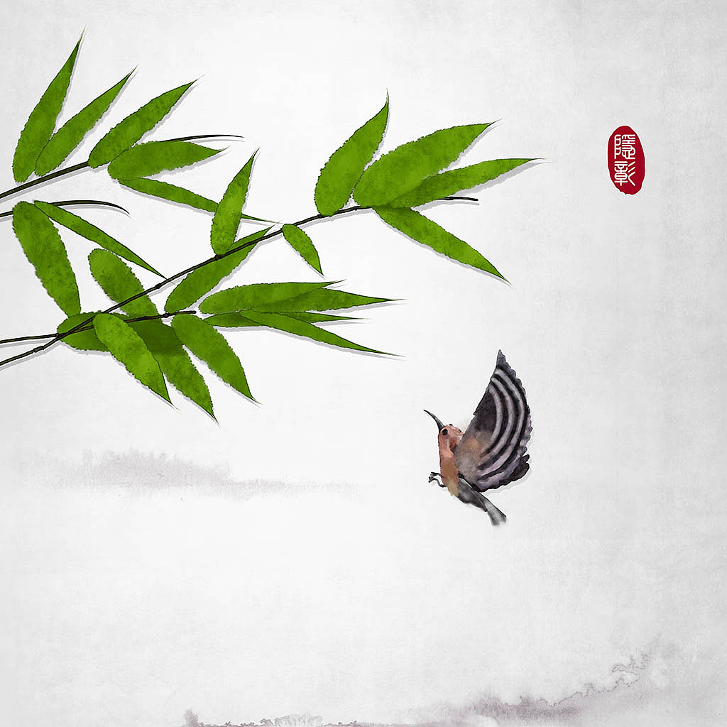 鹧鸪飞鸟竹叶竹子意境24节气水墨画中式中国风古风插画（图ZMTA5MTYyMjQ4） - 商业插画 - 站酷设计师隐彰原创素材 - 站酷ZCOOL