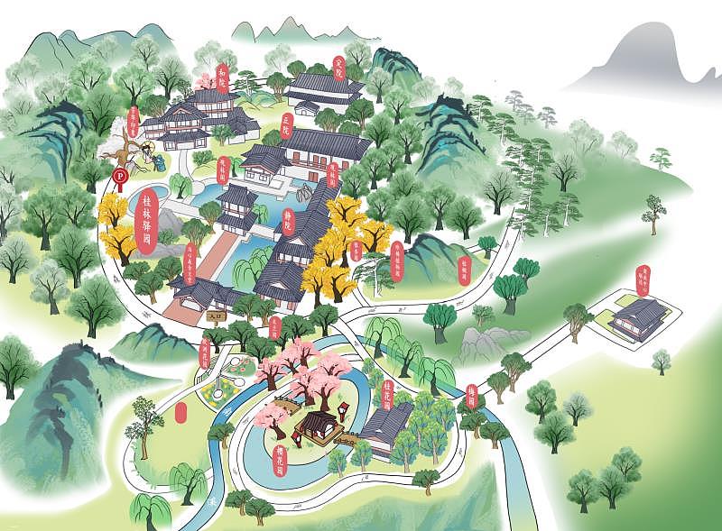 桂林酒店民宿.手绘地图定制设计