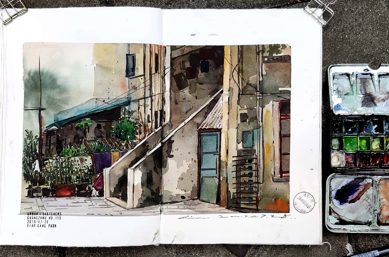 晓港公园 细岗路 画画写生