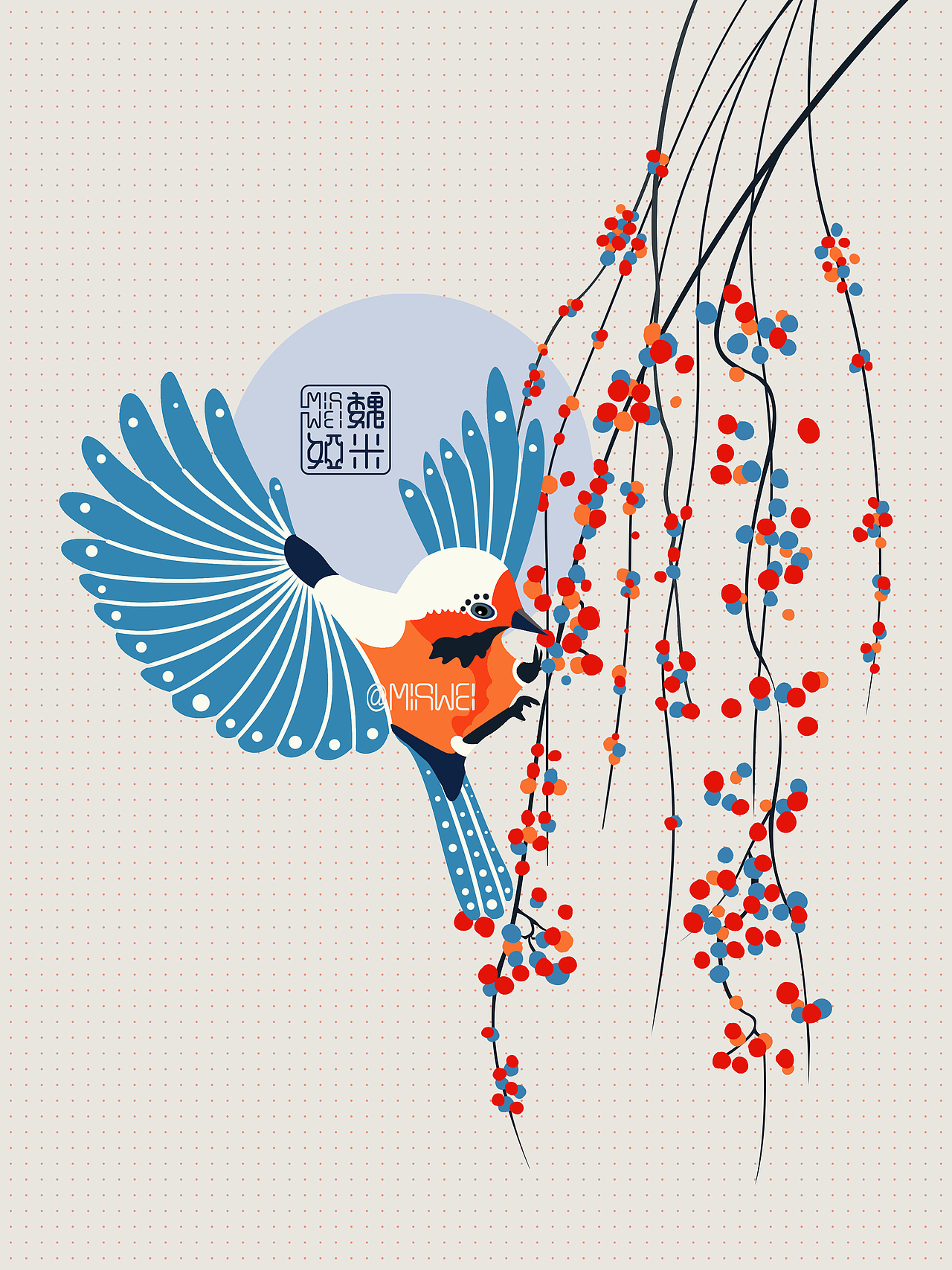 【插畫】花鳥意境系列圖全集（圖ZMjAxNTI0NTg4） - 創(chuàng)作習(xí)作 - 站酷設(shè)計(jì)師魏米婭MiaWey原創(chuàng)素材 - 站酷ZCOOL