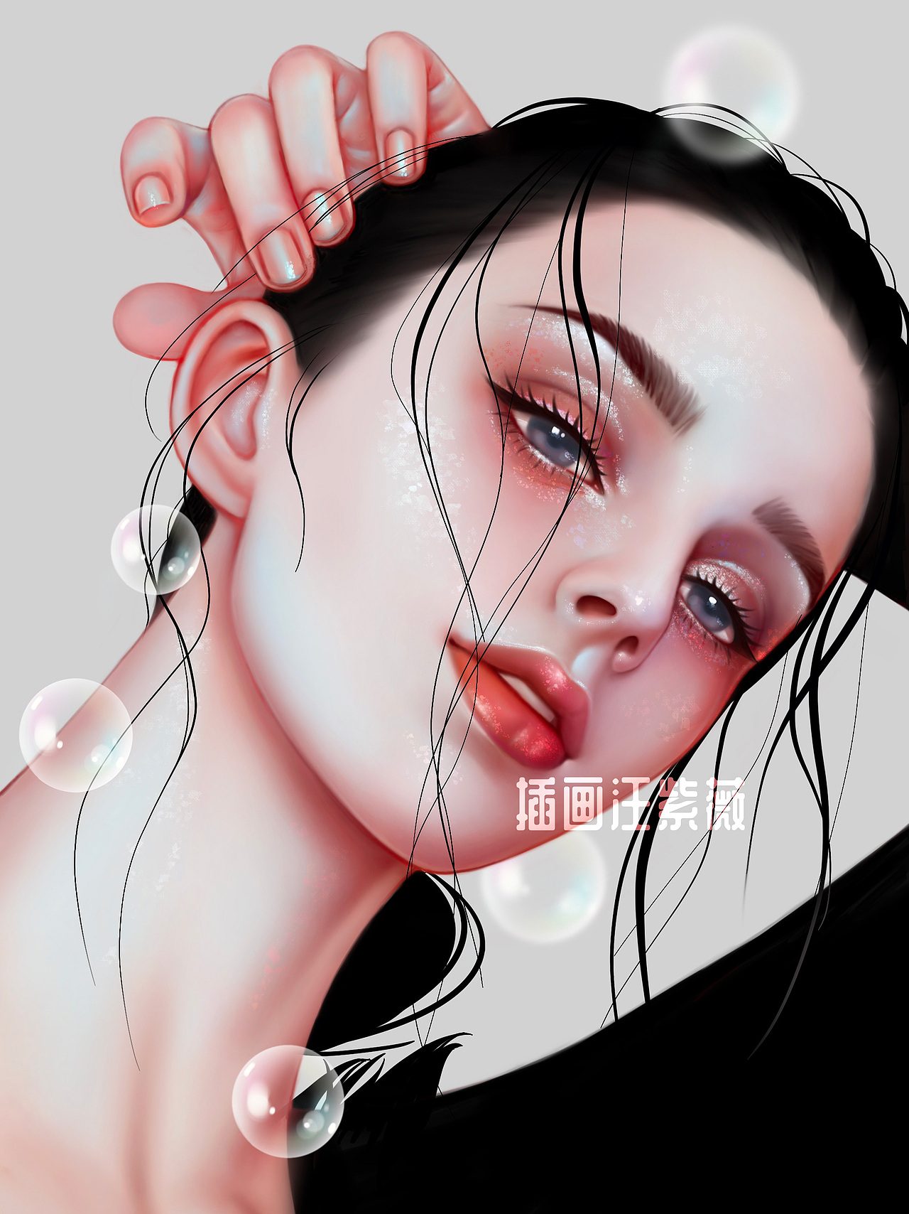 iPad人像插画（图ZMjQ1NjExMzI0） - 商业插画 - 站酷设计师插画汪紫薇原创素材 - 站酷ZCOOL