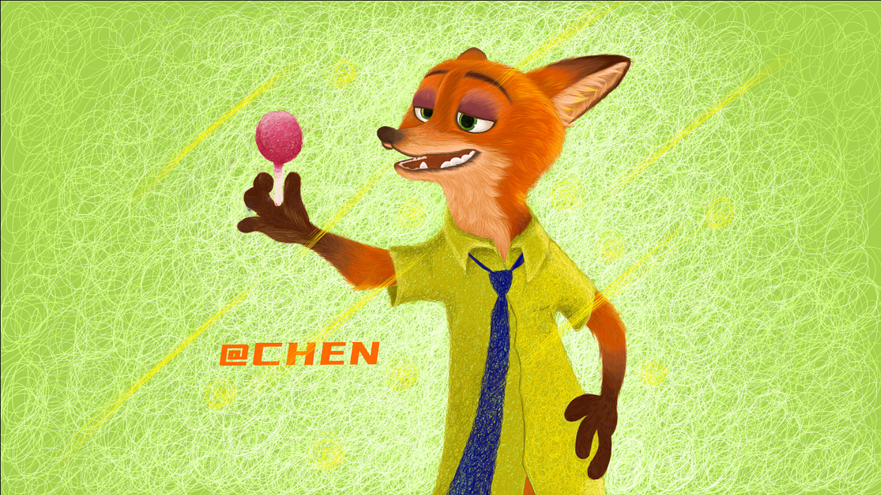 线圈插画《疯狂动物城——尼克》