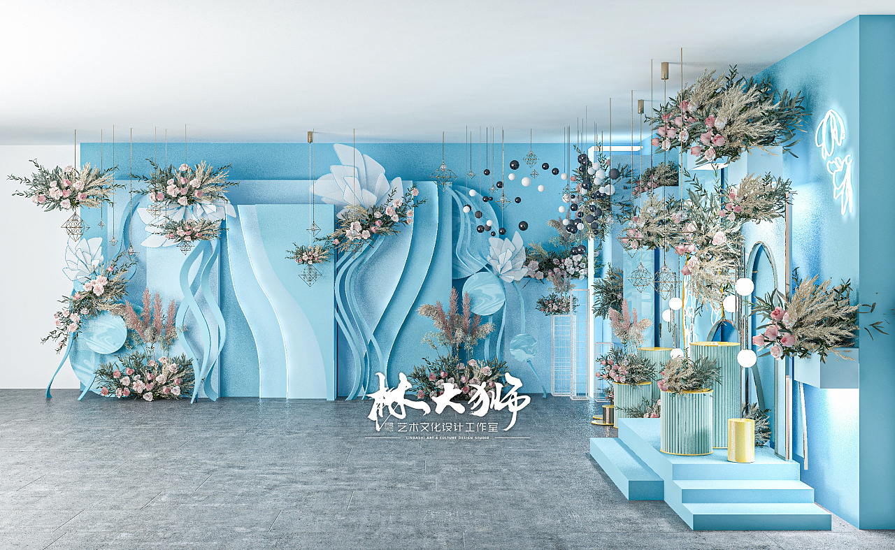 3d婚礼留影区装饰效果图