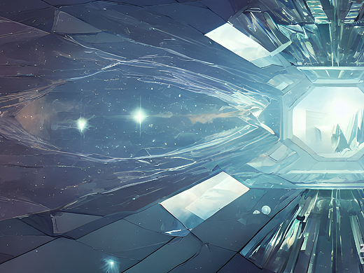 #AI创作实验室#一片破碎的镜像空间，晶体，镜像，破碎