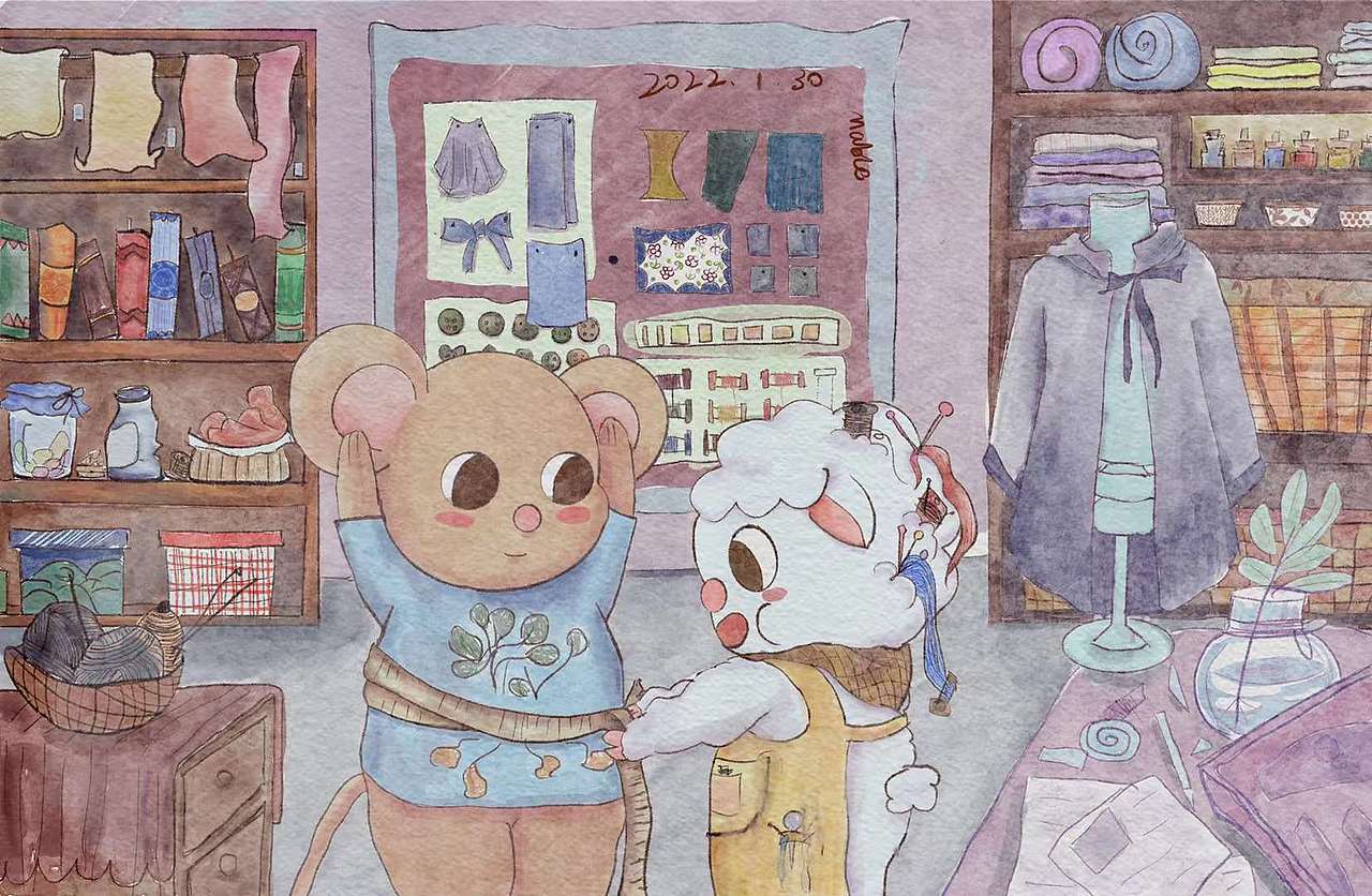 2021.1.30 这副画 拖拖拉拉画了很久  小羊和小老鼠相识到现在 大家都各自胖了