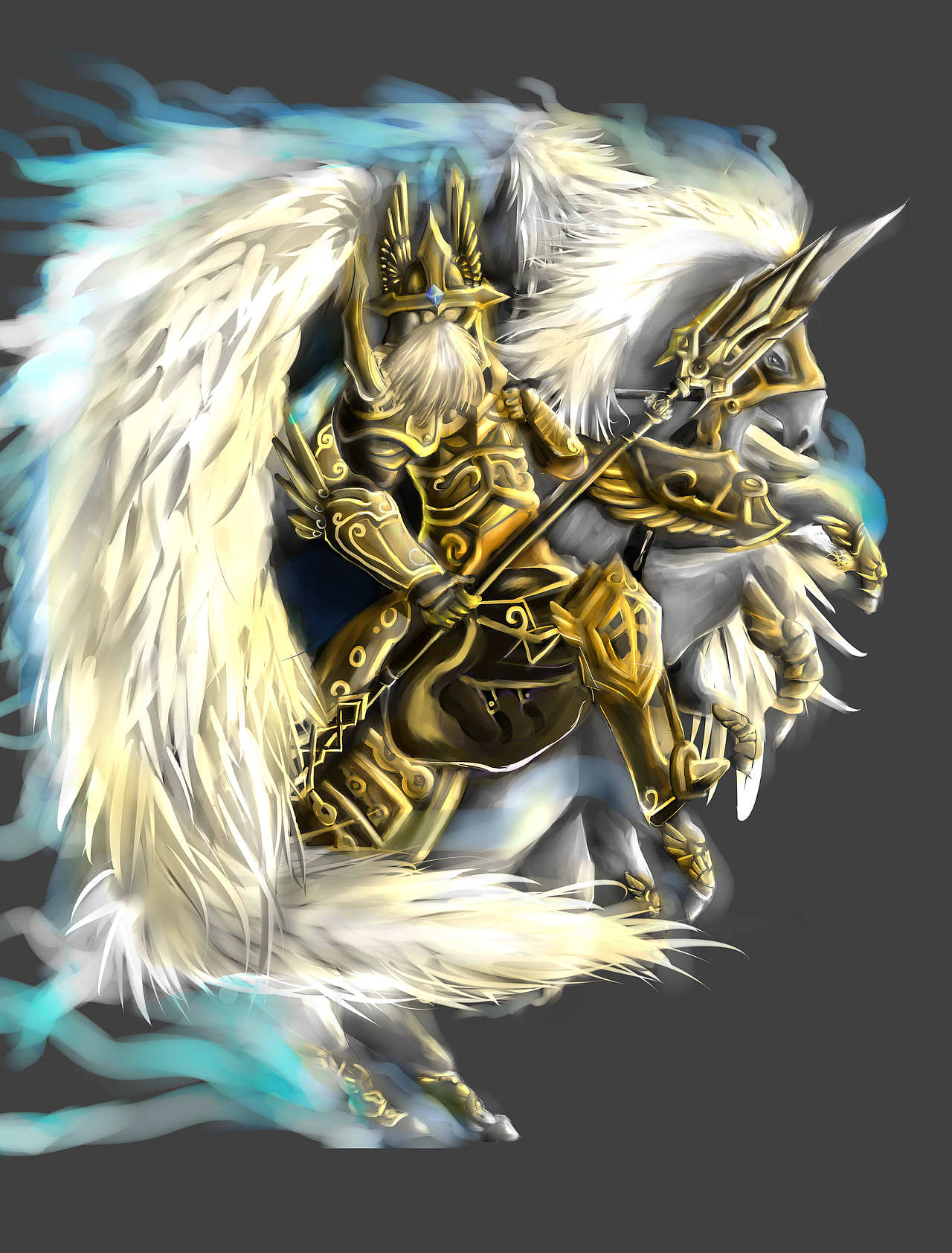 主神奥丁.骑着八脚骏马,手持智慧之矛.