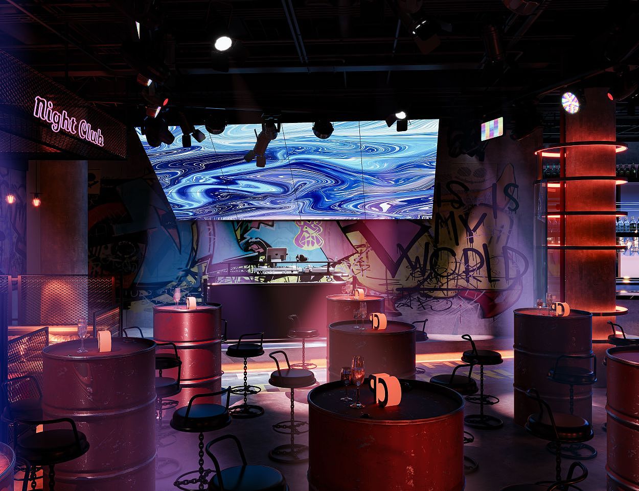 最新作品 95 Hiphop Club 酒吧效果图表现（图ZMzYwMzEwMTEy） - 商业空间设计 - 站酷设计师创亿工作室原创素材 - 站酷ZCOOL