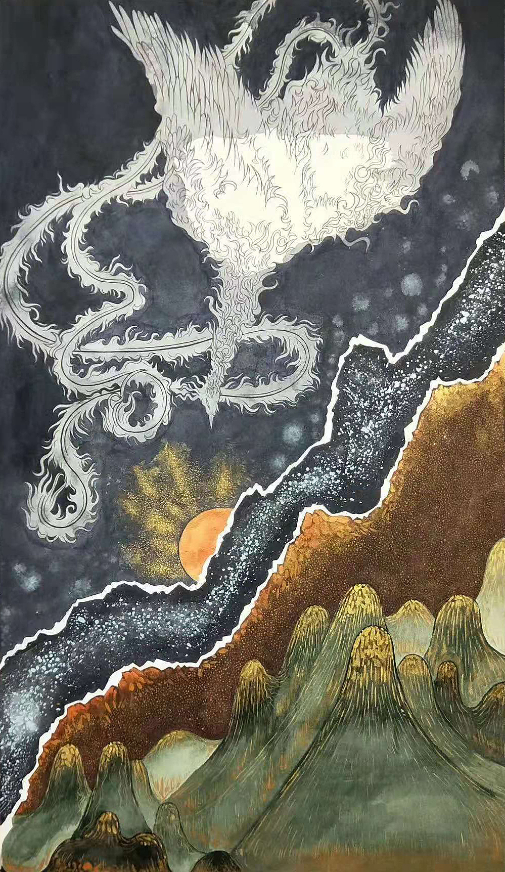 为keepro岩板壁画所作,勿商用.才有这样一幅《朱雀》诞生.