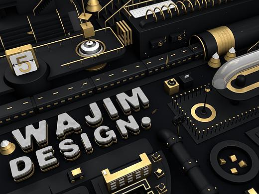 C4D 黑色火车站