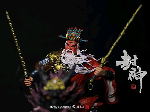 手作彩塑闻仲太师还朝【塑新社潘小駑】