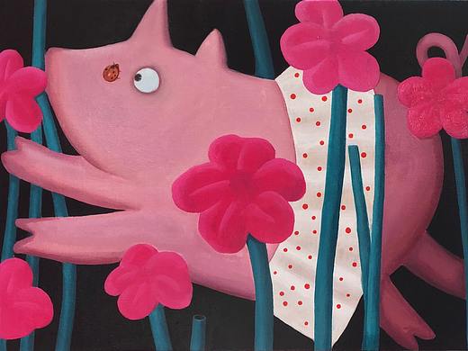 “猪联璧合梦花园”2019佛山岭南天地艺术展插画创作