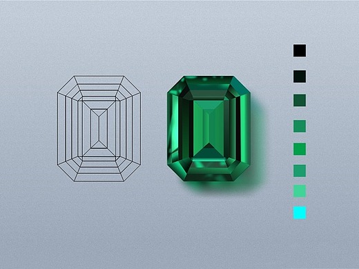 coreldraw画珠宝椭圆形切割绿宝石