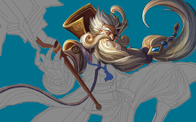 《王者荣耀》老夫子原画临摹