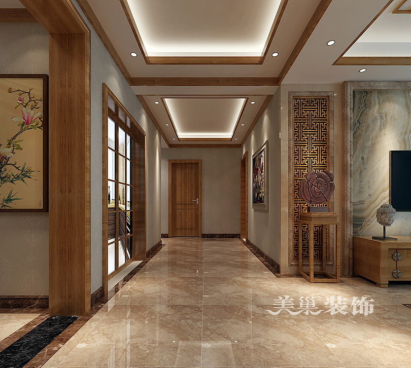 橄榄城四室新中式120平户型案例展示————走道