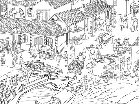 古代繁华集市生活场景