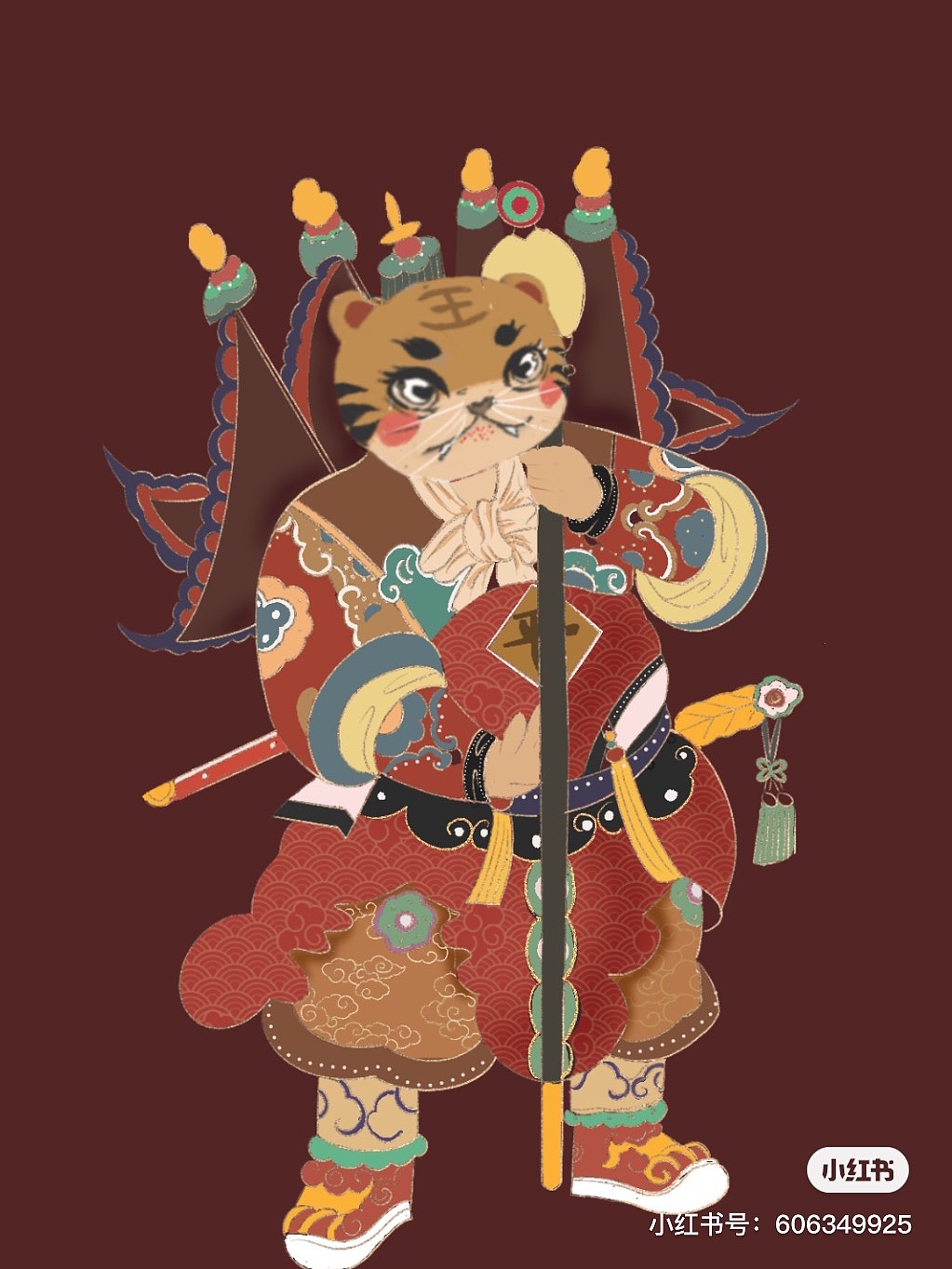 虎年门神插画/国风插画/吉祥（图ZMjgzMjcwOTQ4） - 儿童插画 - 站酷设计师丸子小姐儿原创素材 - 站酷ZCOOL