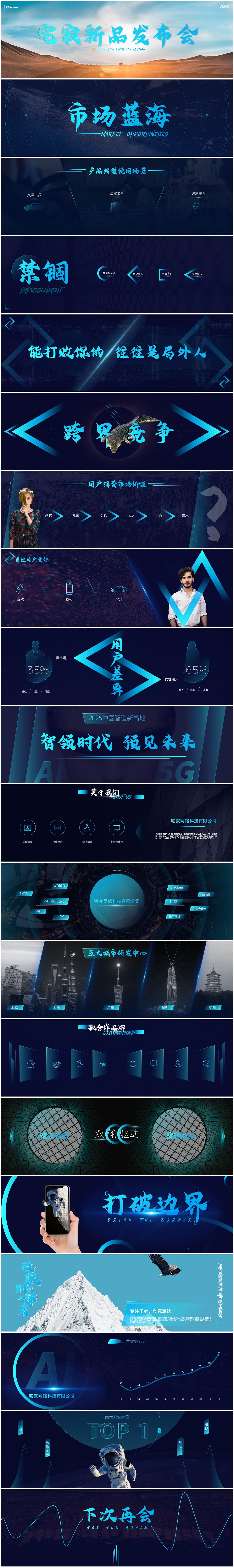 宅寂系列77:互联网科技宽屏发布会人工智能5GPPT模板