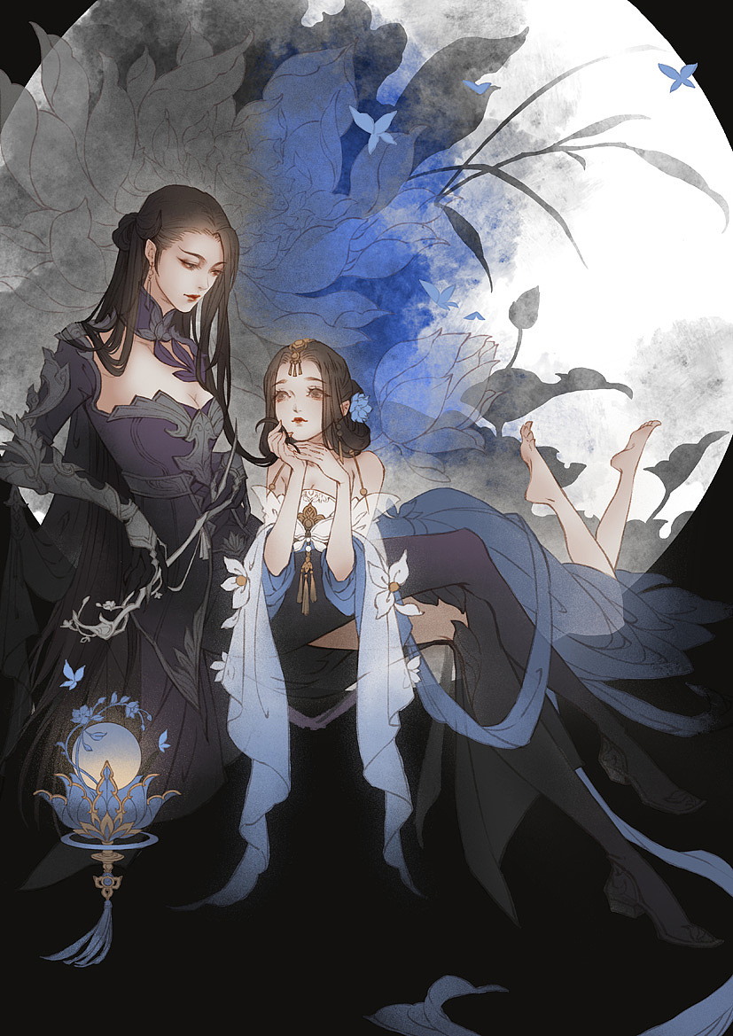 云梦和暗香的绘画过程（图ZMTA3NzYyOTQ0） - 商业插画 - 站酷设计师古戈力1原创素材 - 站酷ZCOOL