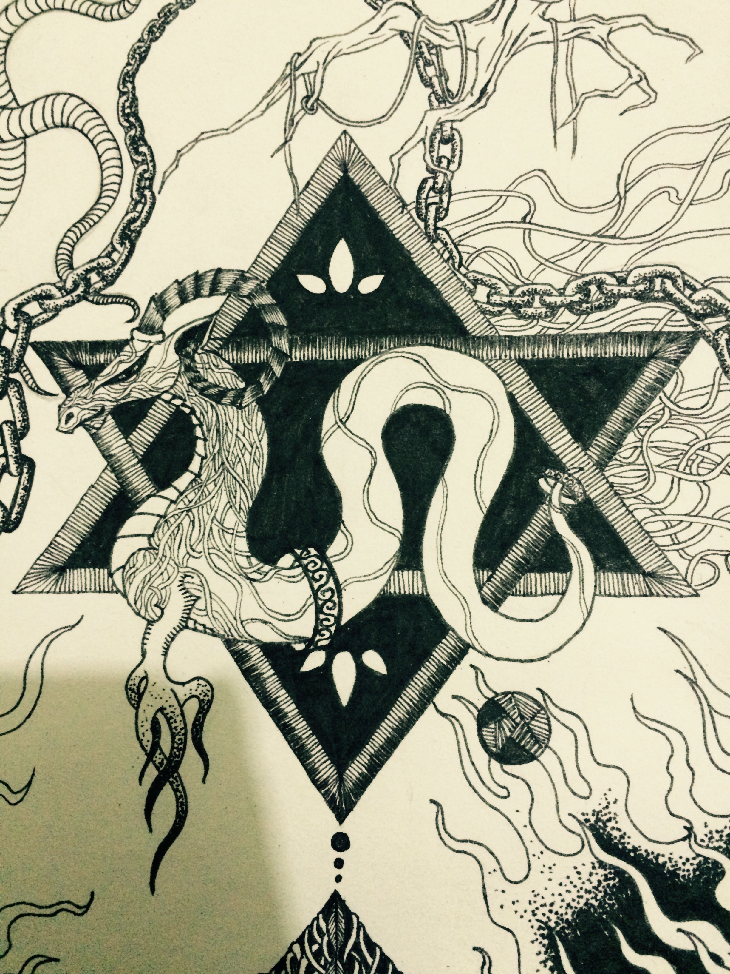 针管笔练习(山海经异兽)