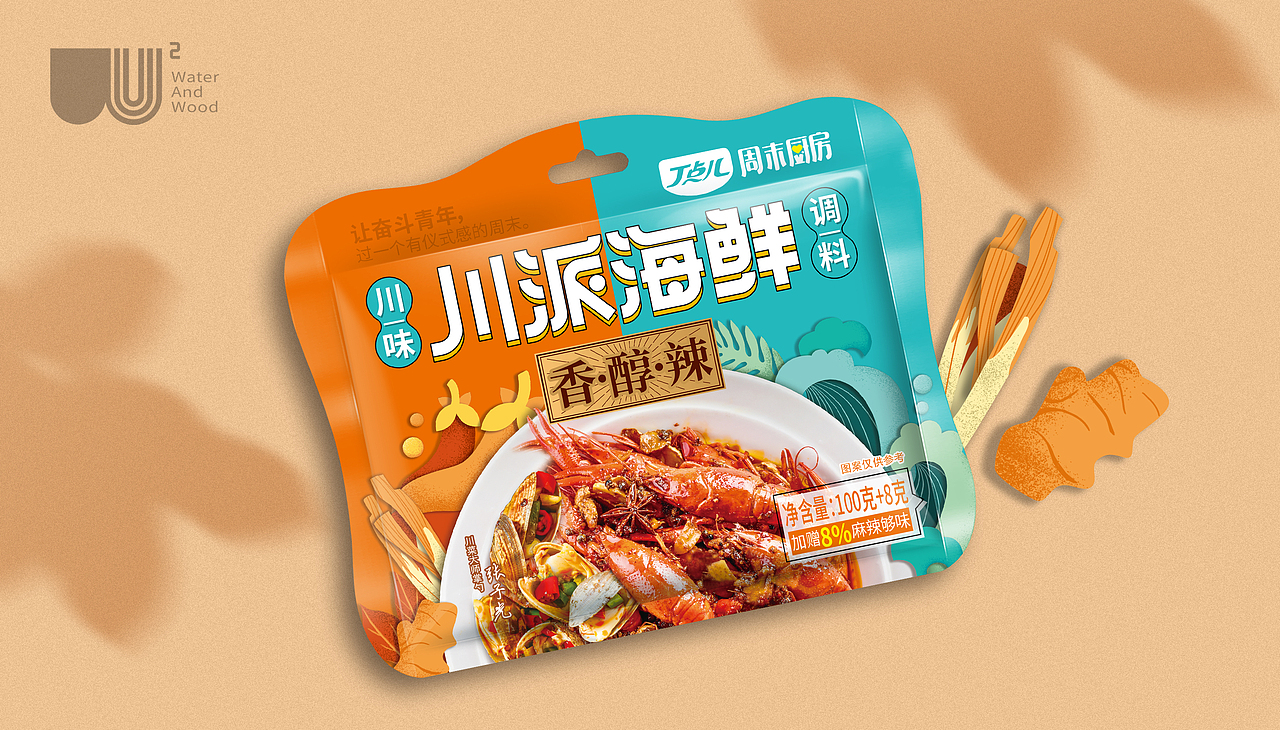 水與木 | 川派海鮮炒料（圖ZMjM2OTAzMzky） - 包裝 - 站酷設(shè)計(jì)師水與木燒腦設(shè)計(jì)原創(chuàng)素材 - 站酷ZCOOL
