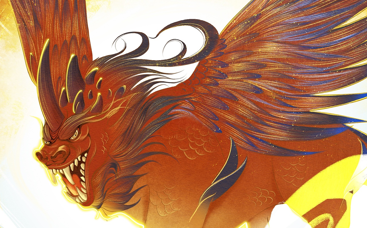 山海经穷奇2稿（图ZMzUxMTA0OTcy） - 商业插画 - 站酷设计师山栀子在画画原创素材 - 站酷ZCOOL