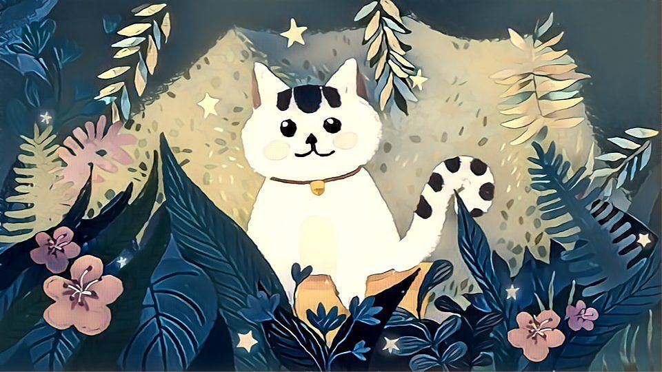 花园里的小白猫