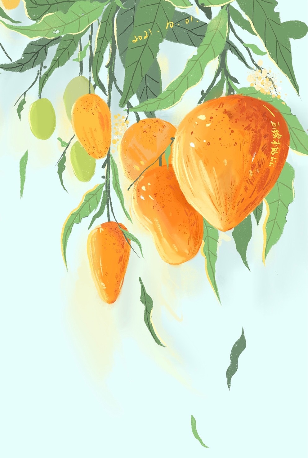 芒果树简笔画彩色图片
