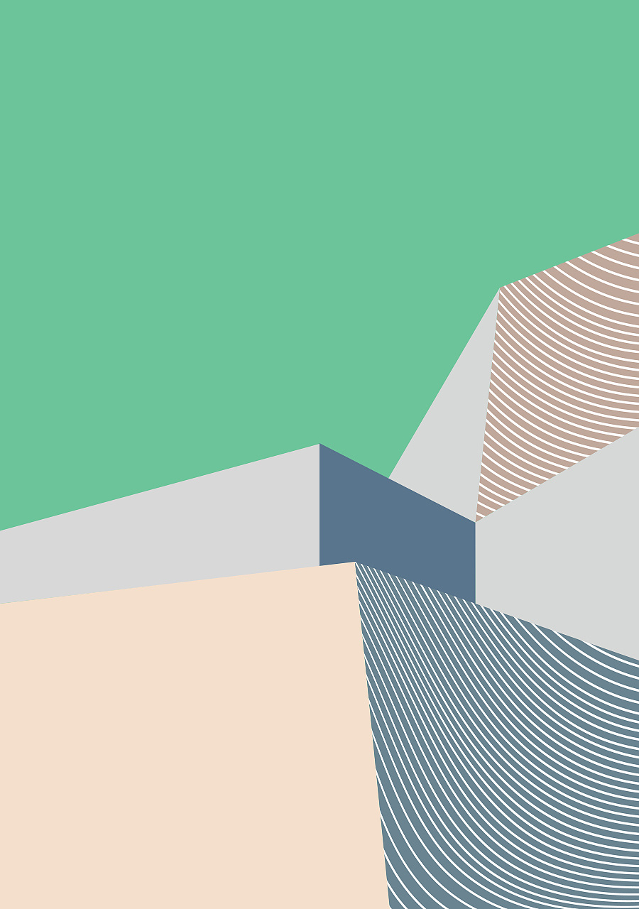 几何图模版 建筑背景与日式风矢量图 插画