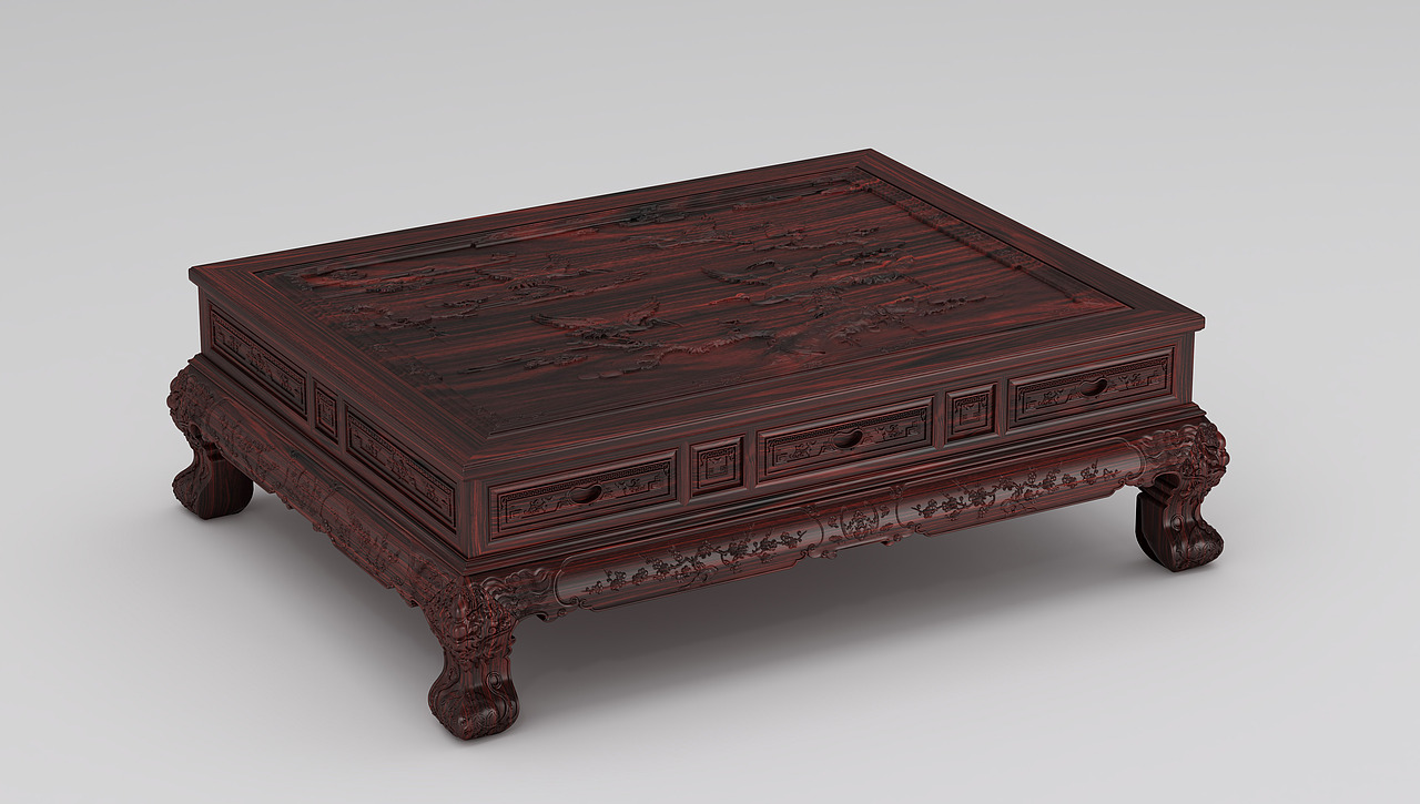 红木古典沙发建模、效果图表现