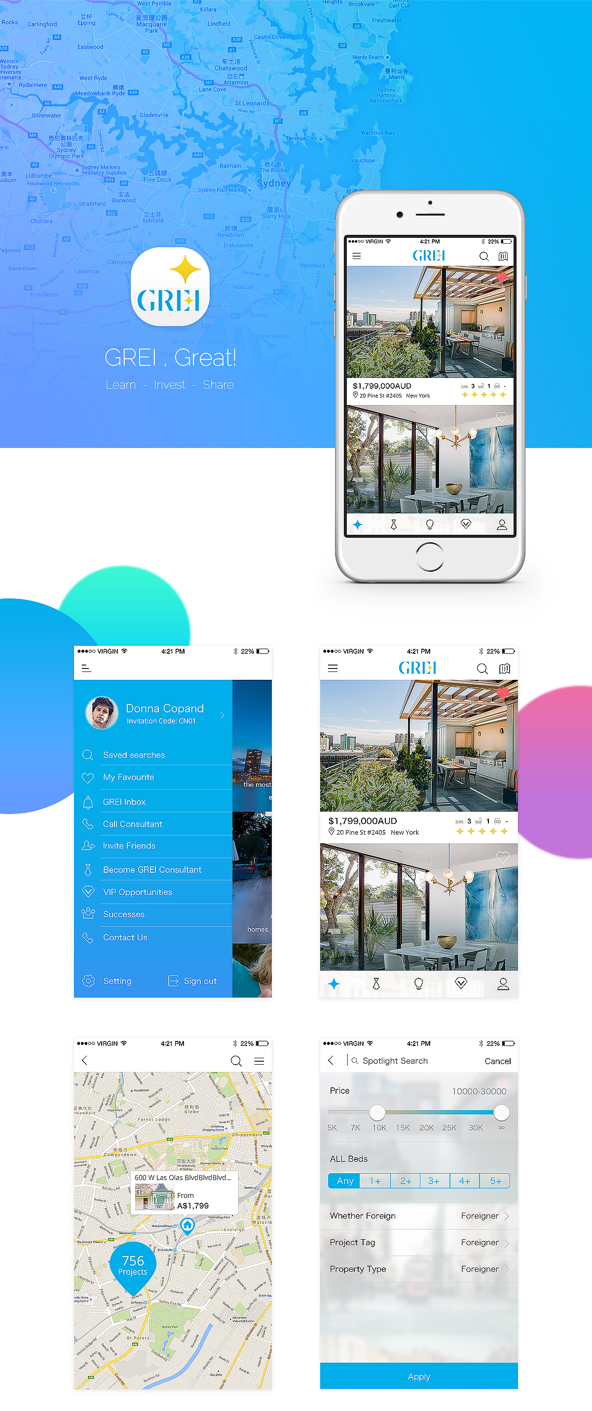 帮国外客户做地一套房产APP