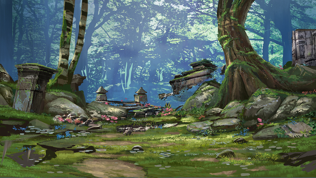 以画交友,成否随缘 起步,找了一张以前在长白山拍的原始森林照片做