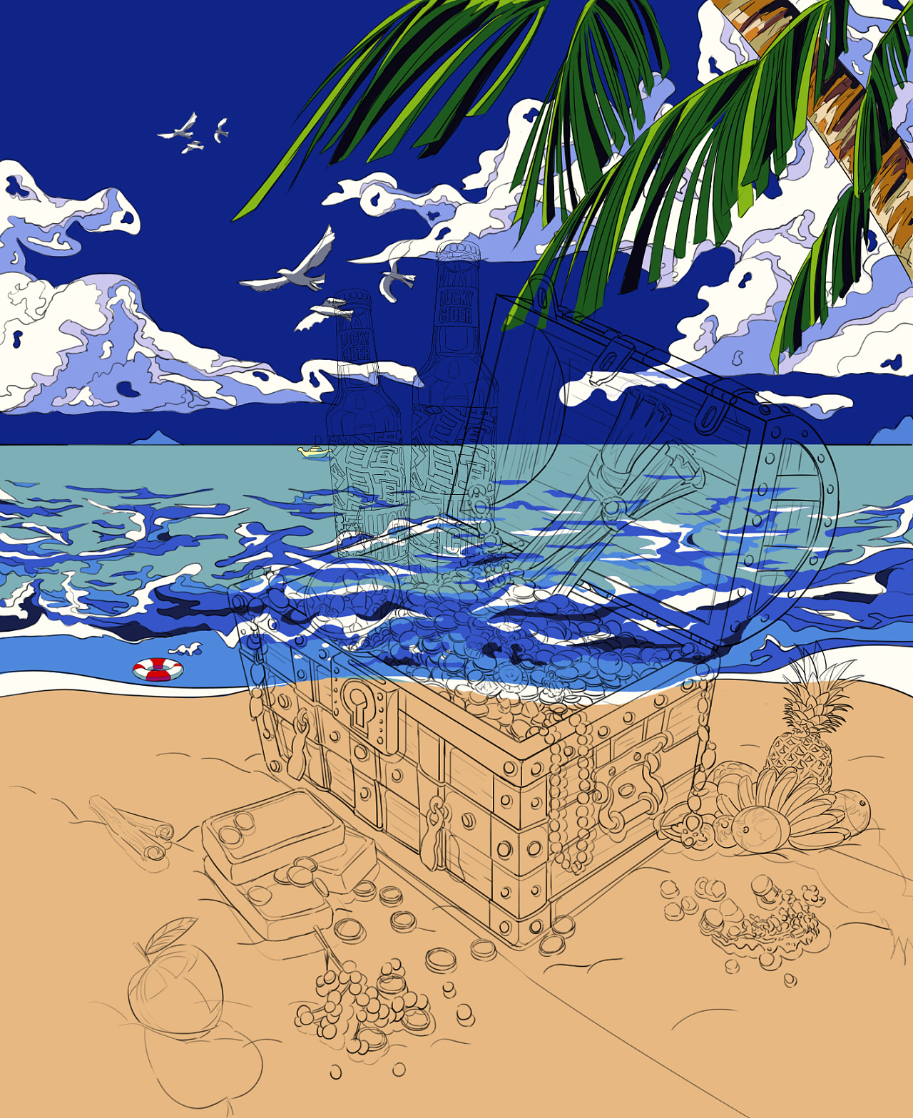 618活动插画寻宝揭开618的秘密