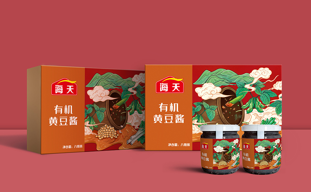 海天黄豆酱-插画包装设计