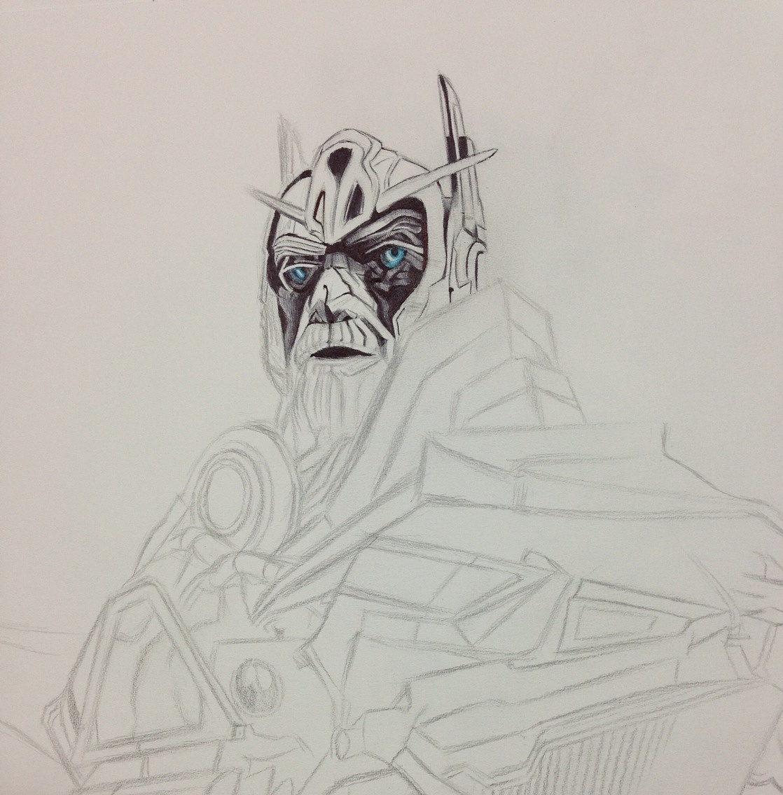 圆珠笔手绘变形金刚 御天敌