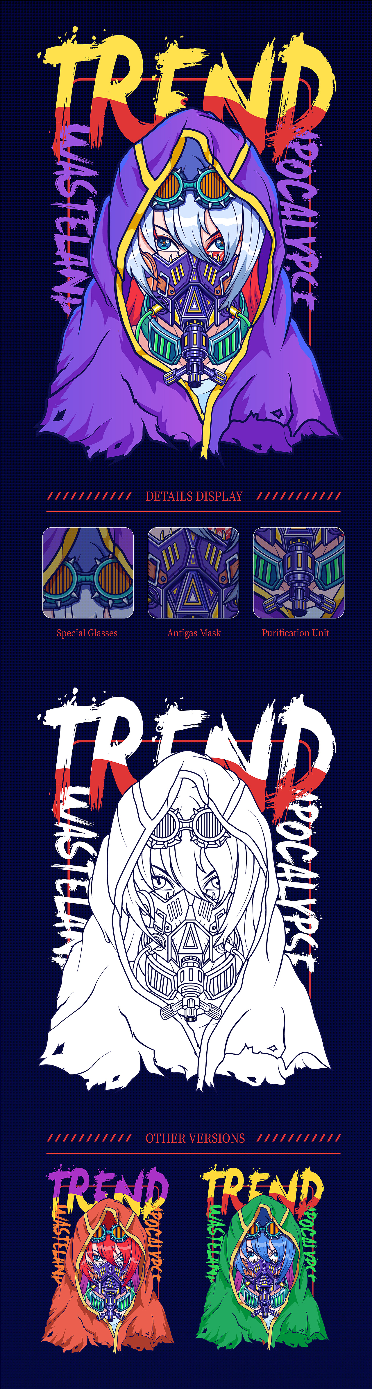 人物头像赛博朋克潮流AI插画