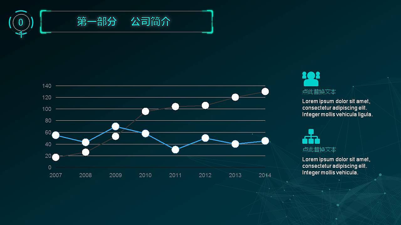 点线创意互联网科技企业宣传汇报总结PPT模板