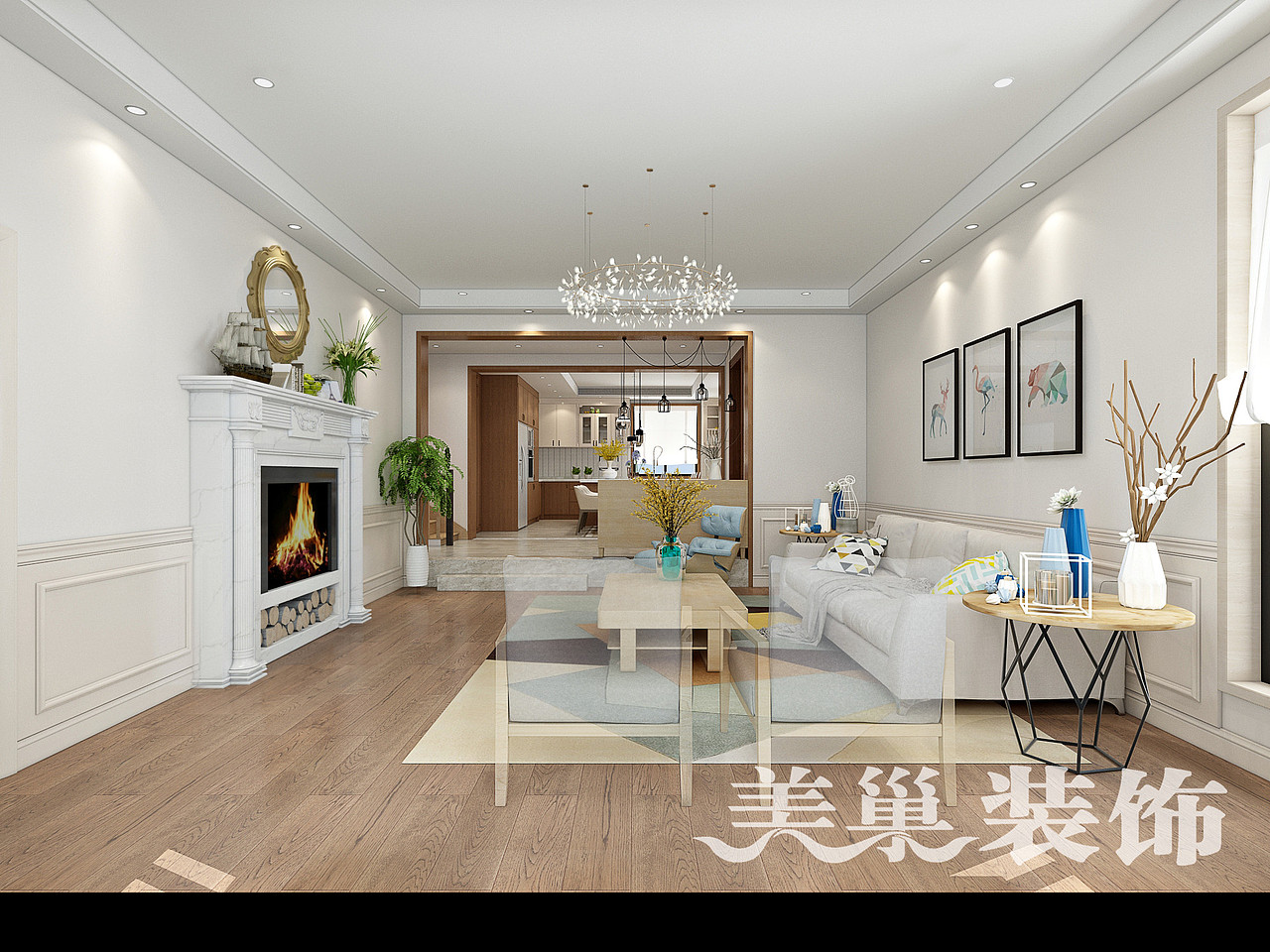 郑州怡丰森林湖257平别墅带小院装修样板间——客厅<br><br>