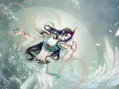 古风插画   山海经之精卫填海