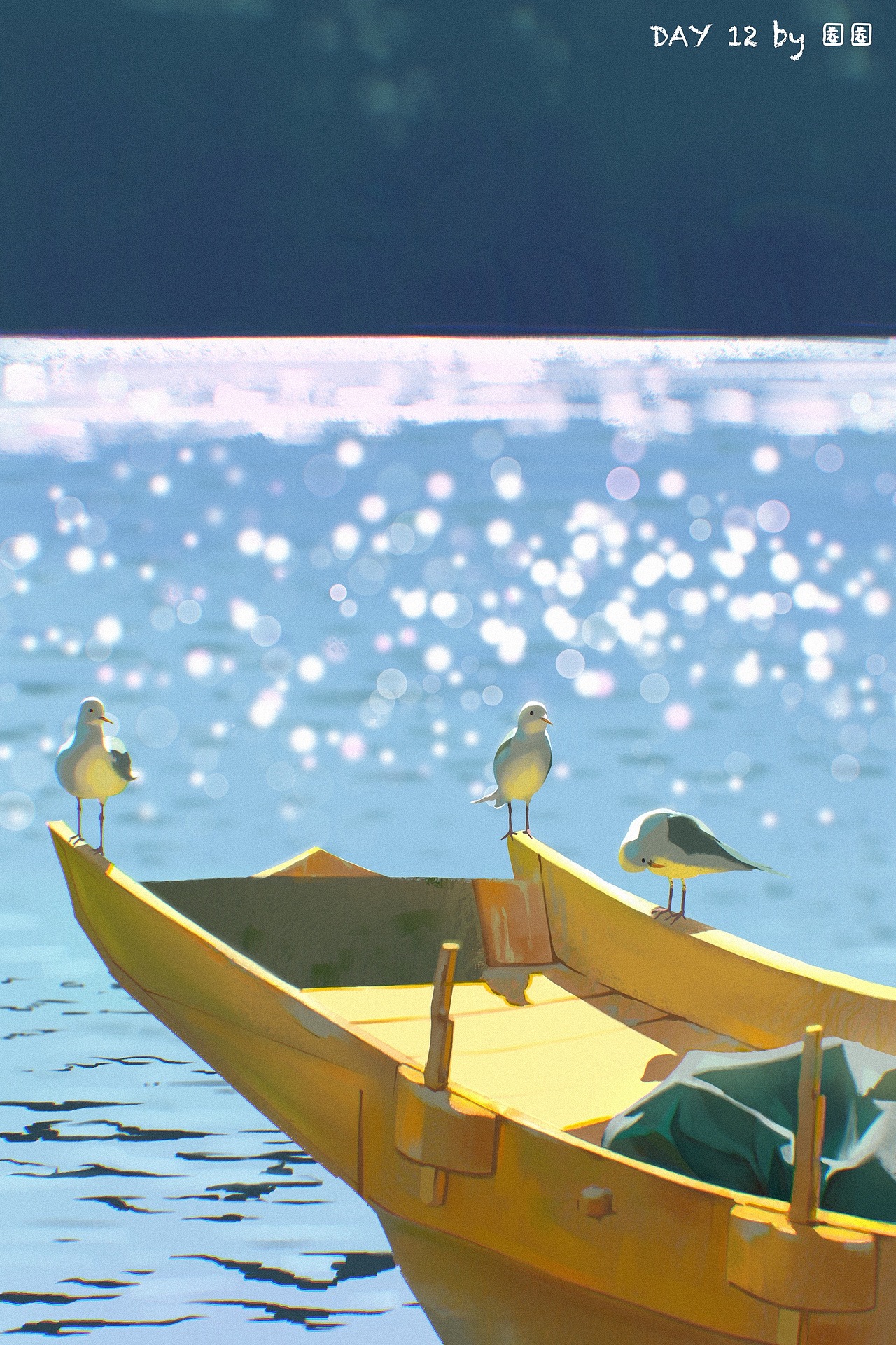 day12 跟画+2 学习了水纹的画法,但是后面的闪光画毁了……