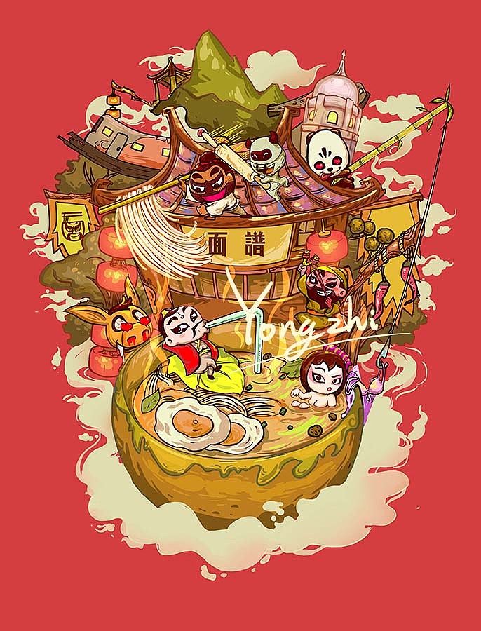 广州面谱面店（图ZNDMyNzE0MDQ=） - 商业插画 - 站酷设计师BookShu泳之原创素材 - 站酷ZCOOL