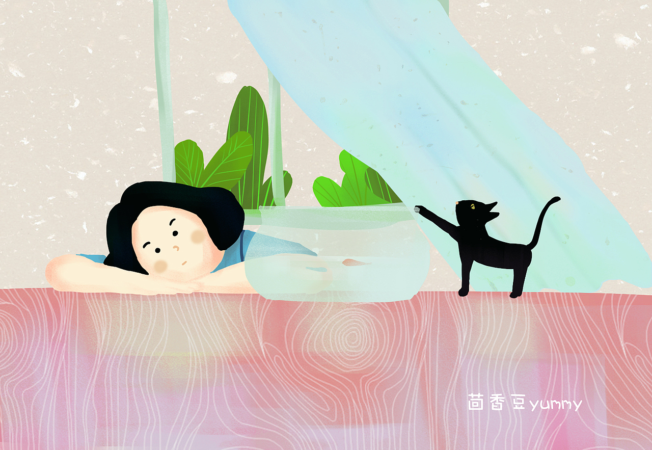 我与猫的想象（图ZNjAzNDQwMzI=） - 新锐潮流插画 - 站酷设计师茴香豆2862原创素材 - 站酷ZCOOL