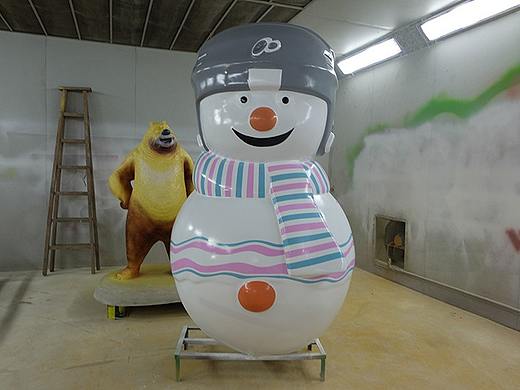 玻璃钢雪人雕塑 滑雪场圣诞节雪宝宝主题装饰 动漫卡通
